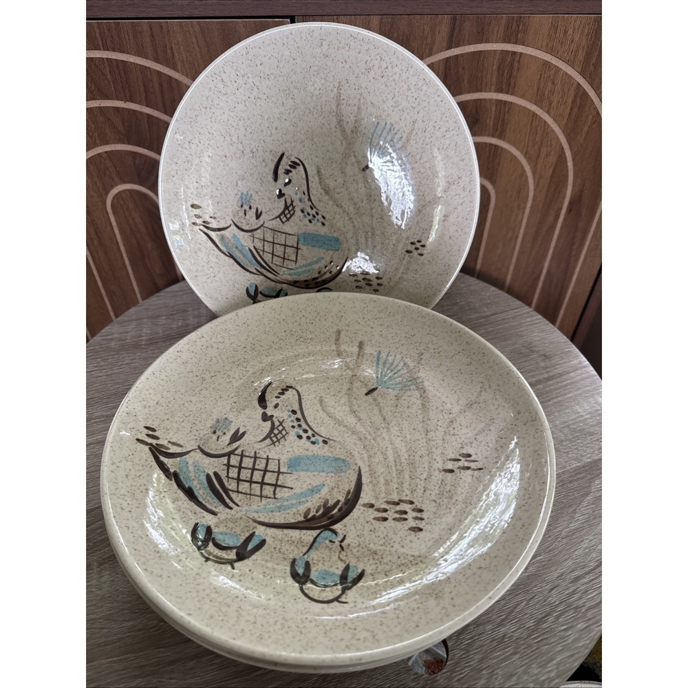 Red Wing Bob White 11" Dinner Plates Designer Charles Murphy Vintage Set Of 7